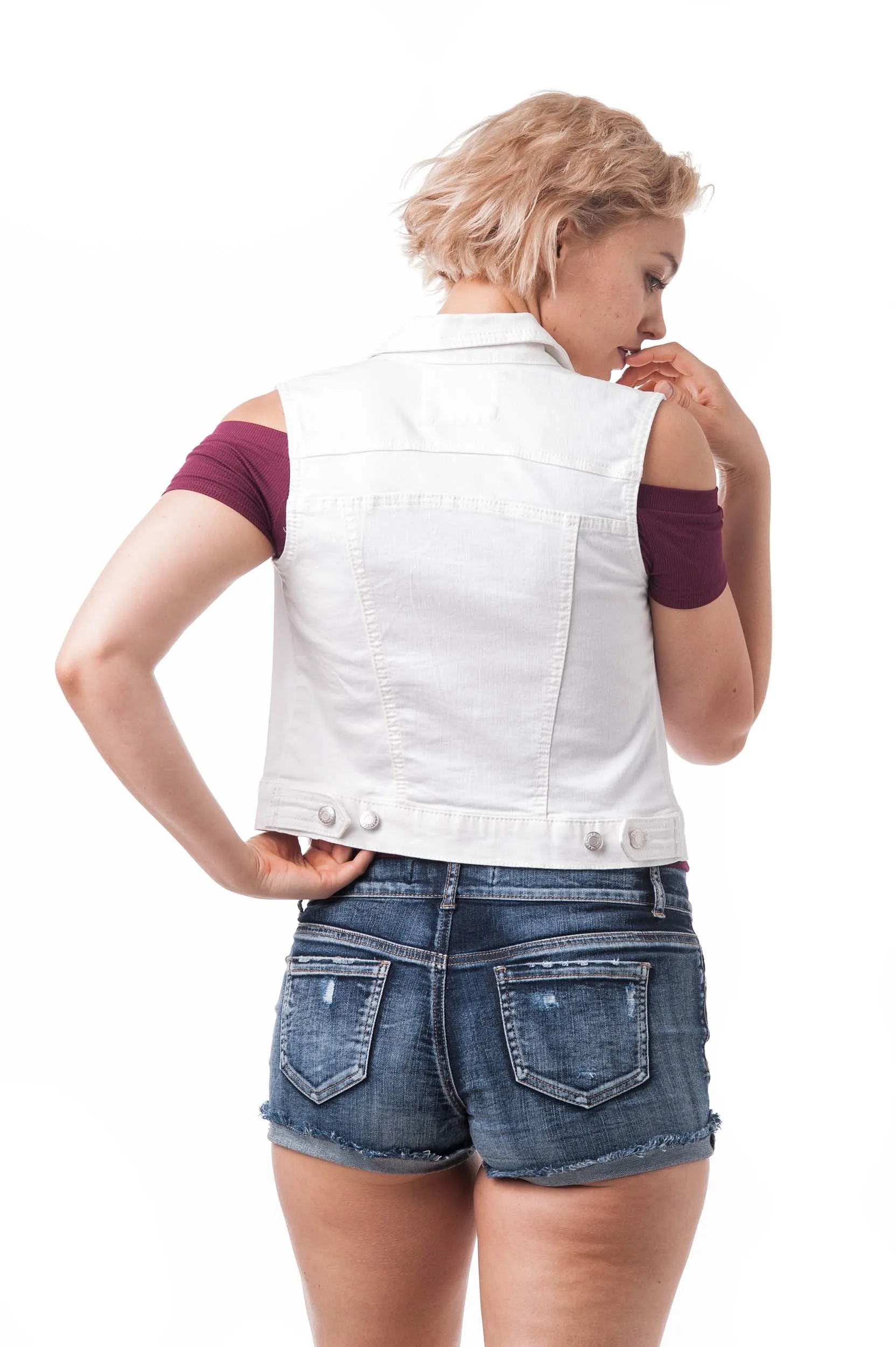 Sleeveless Button Up Denim Jacket Vest