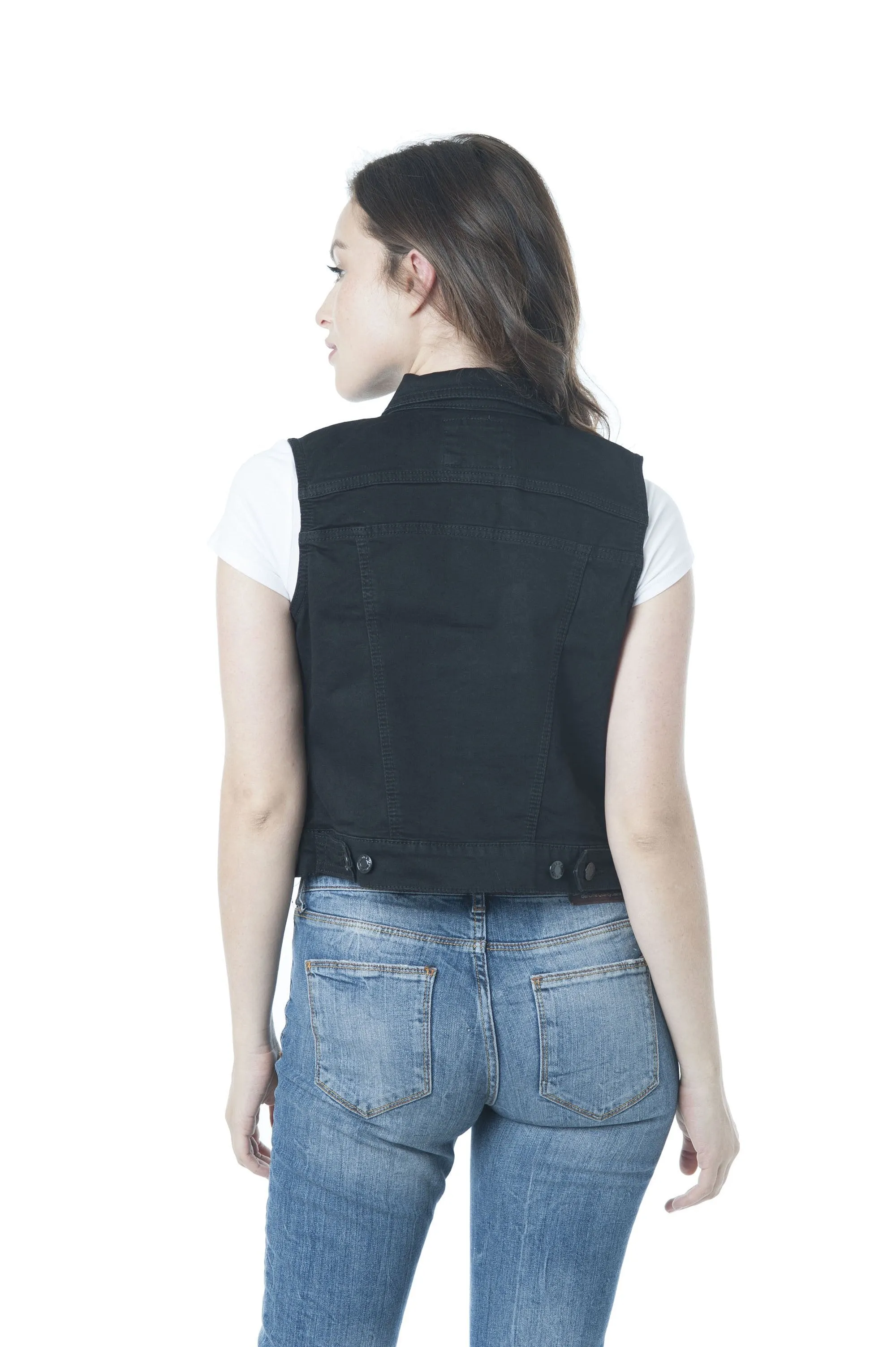 Sleeveless Button Up Denim Jacket Vest