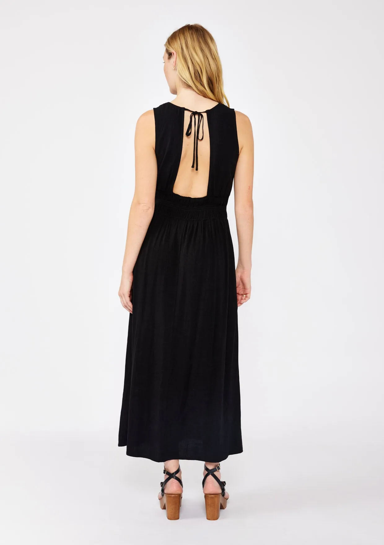 Sleeveless Smoked Bodice Midi Dress