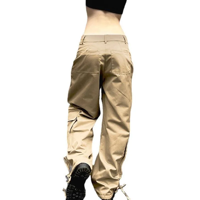 Solid Color Multi-pocket Cargo Pants Simple