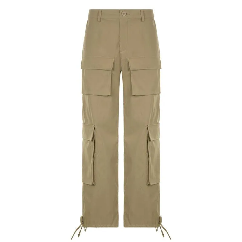 Solid Color Multi-pocket Cargo Pants Simple