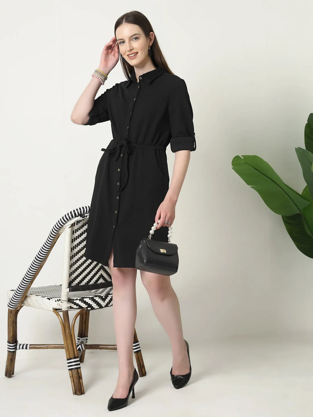 Style Quotient Women Black Knit dress
