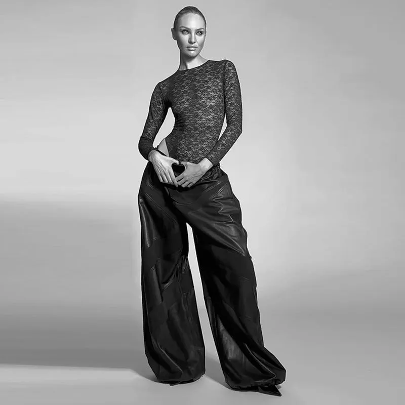 Sultry Sheer Lace Long Sleeve Bodysuit