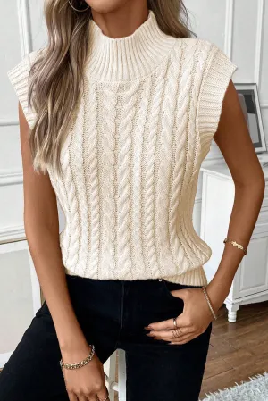 Sylvia Cable Knit High Neck Sweater Vest