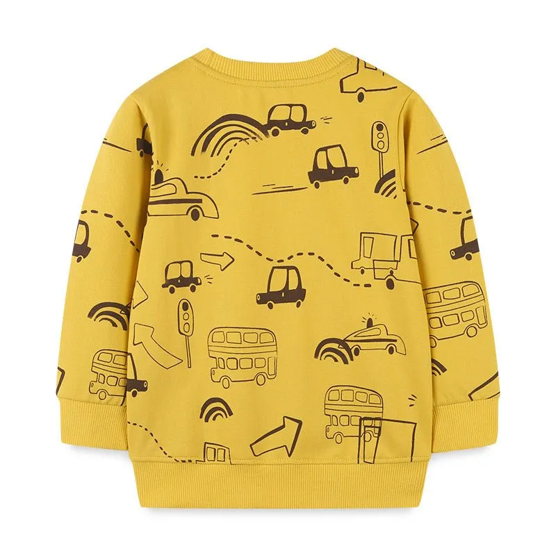 Toddler/Kid's Yellow Cars Print Fashion Sweatshirt