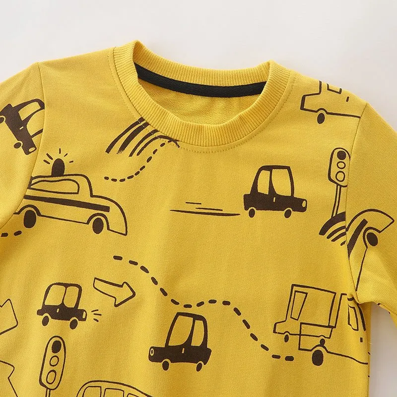 Toddler/Kid's Yellow Cars Print Fashion Sweatshirt
