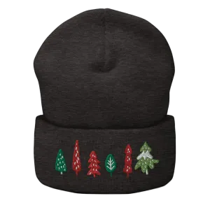 Trees Embroidered Cuffed Beanie