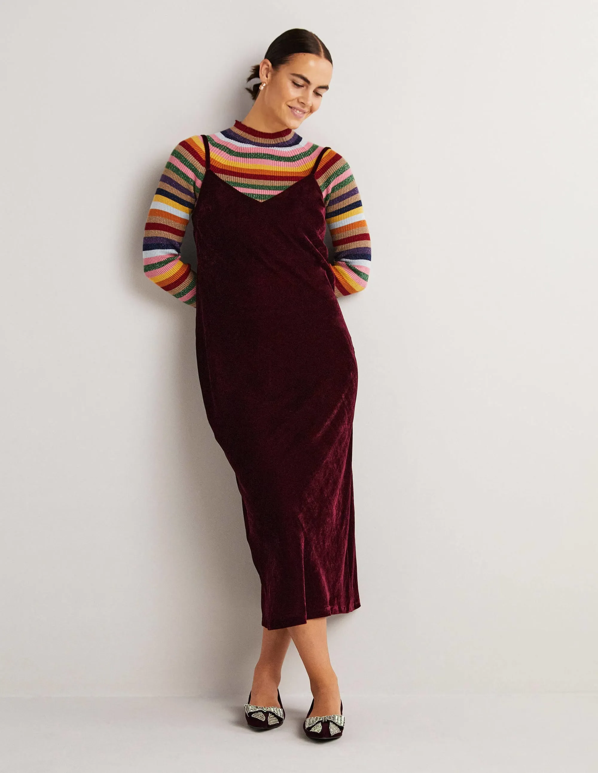 Velvet Slip Dress-Ruby Ring