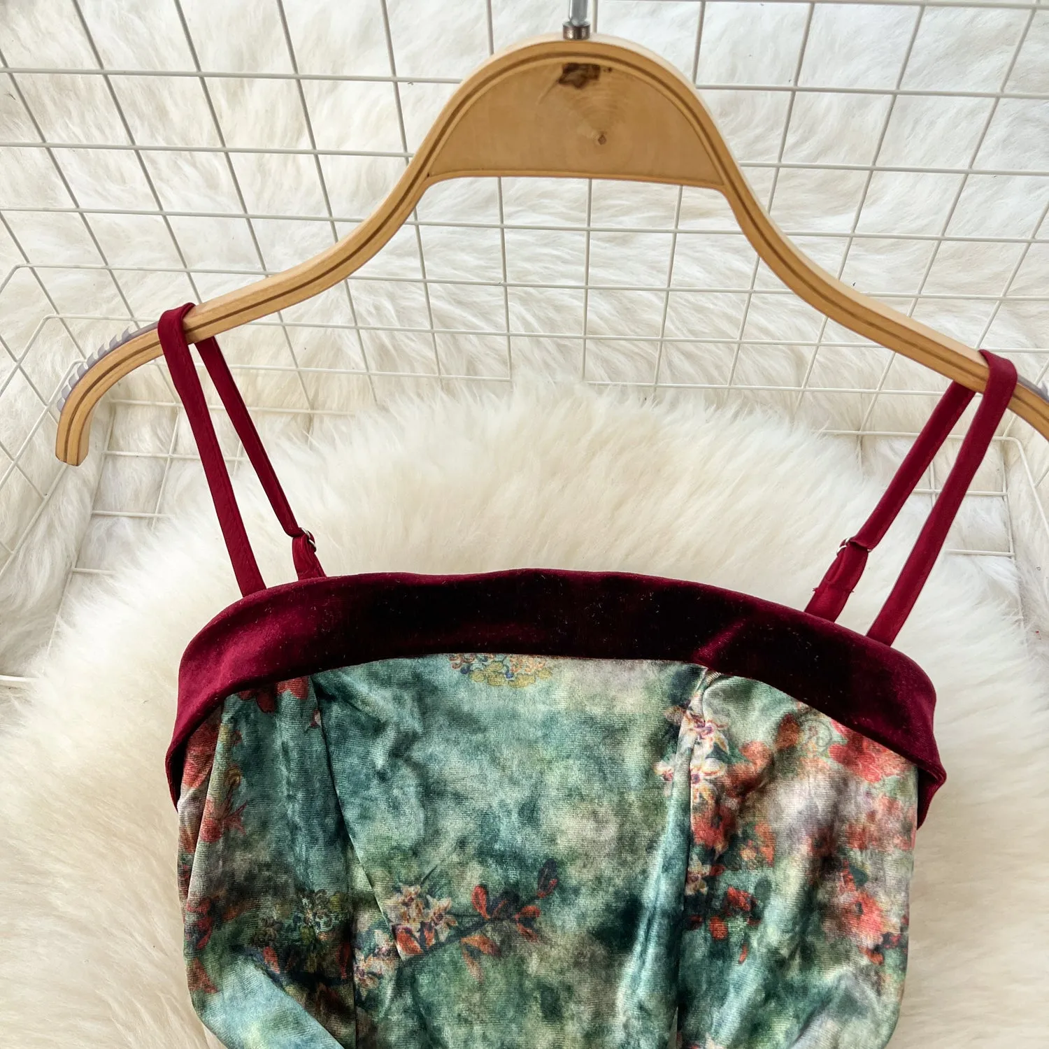 Vintage Ethnic Floral Split Slip Dress