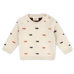 Viverano - Organic Cotton Jacquard Knit Sweater - Fishes