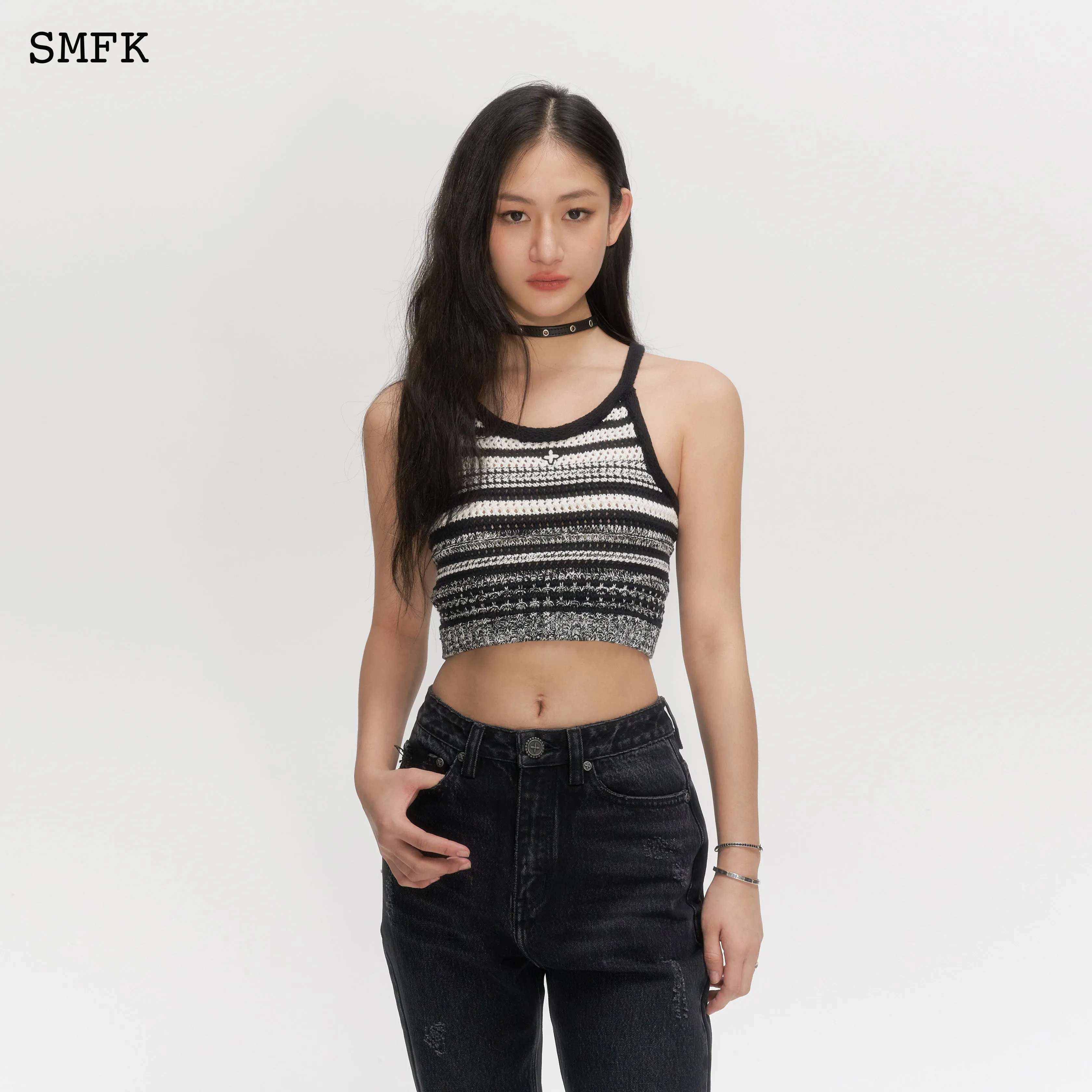 Wilderness Black And White Knitted Vest