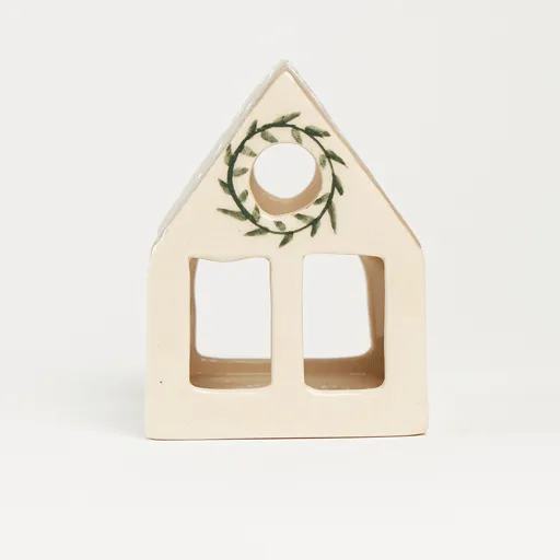 Winter Wreath House Ceramic Tea-Light Holder