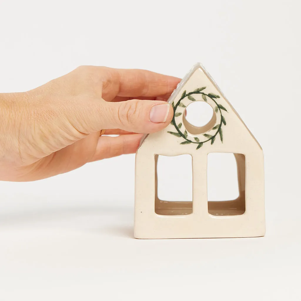 Winter Wreath House Ceramic Tea-Light Holder