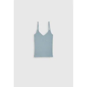 Women Fancy Knitted Tank Top - Blue