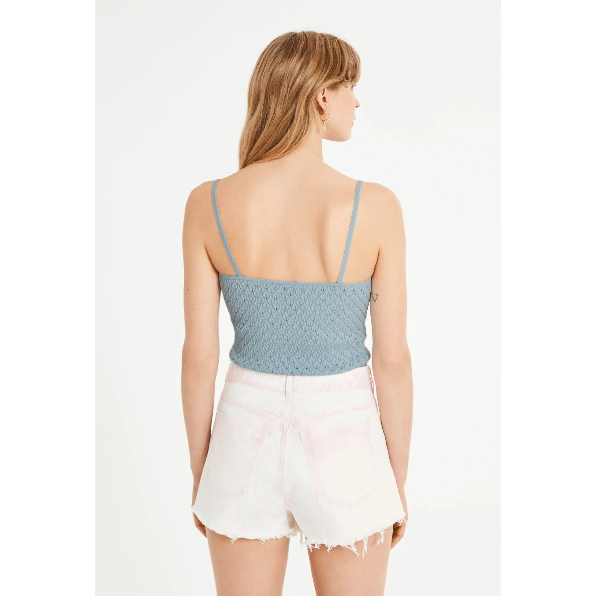 Women Fancy Knitted Tank Top - Blue