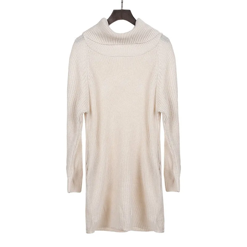 Women's Autumn/Winter Oversized Long-Sleeved Sweater Dress With Turtleneck