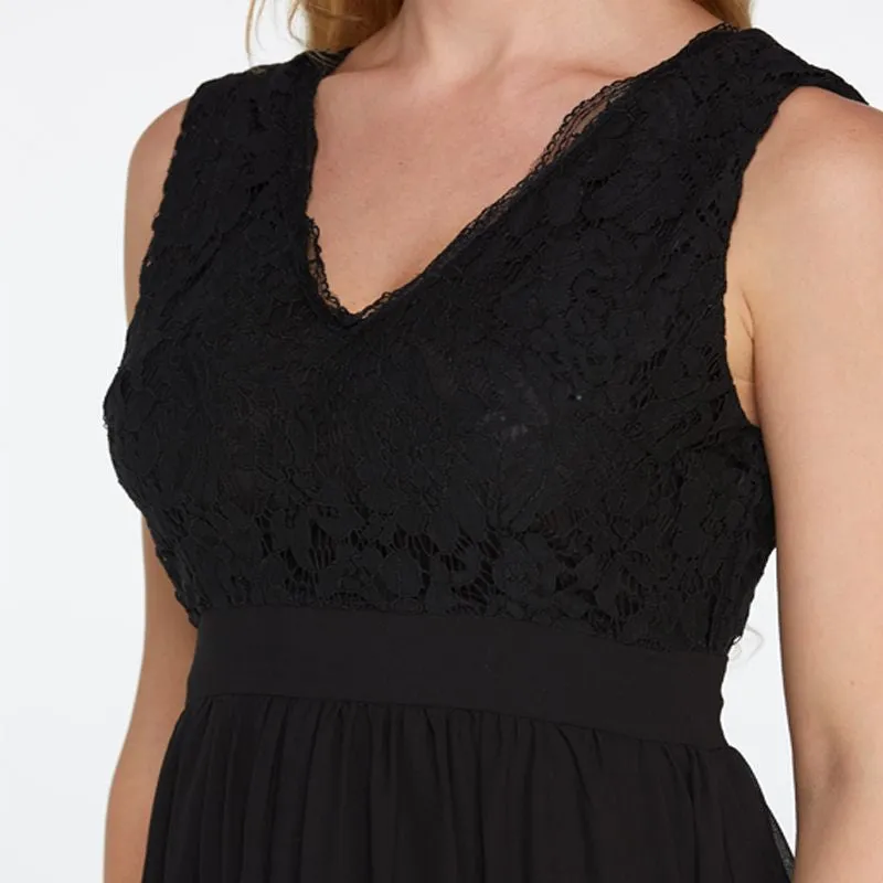 Women's V-Neck Lace Sleeveless Evening Dress | Plus Size