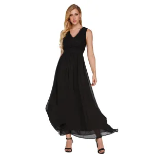 Women's V-Neck Lace Sleeveless Evening Dress | Plus Size